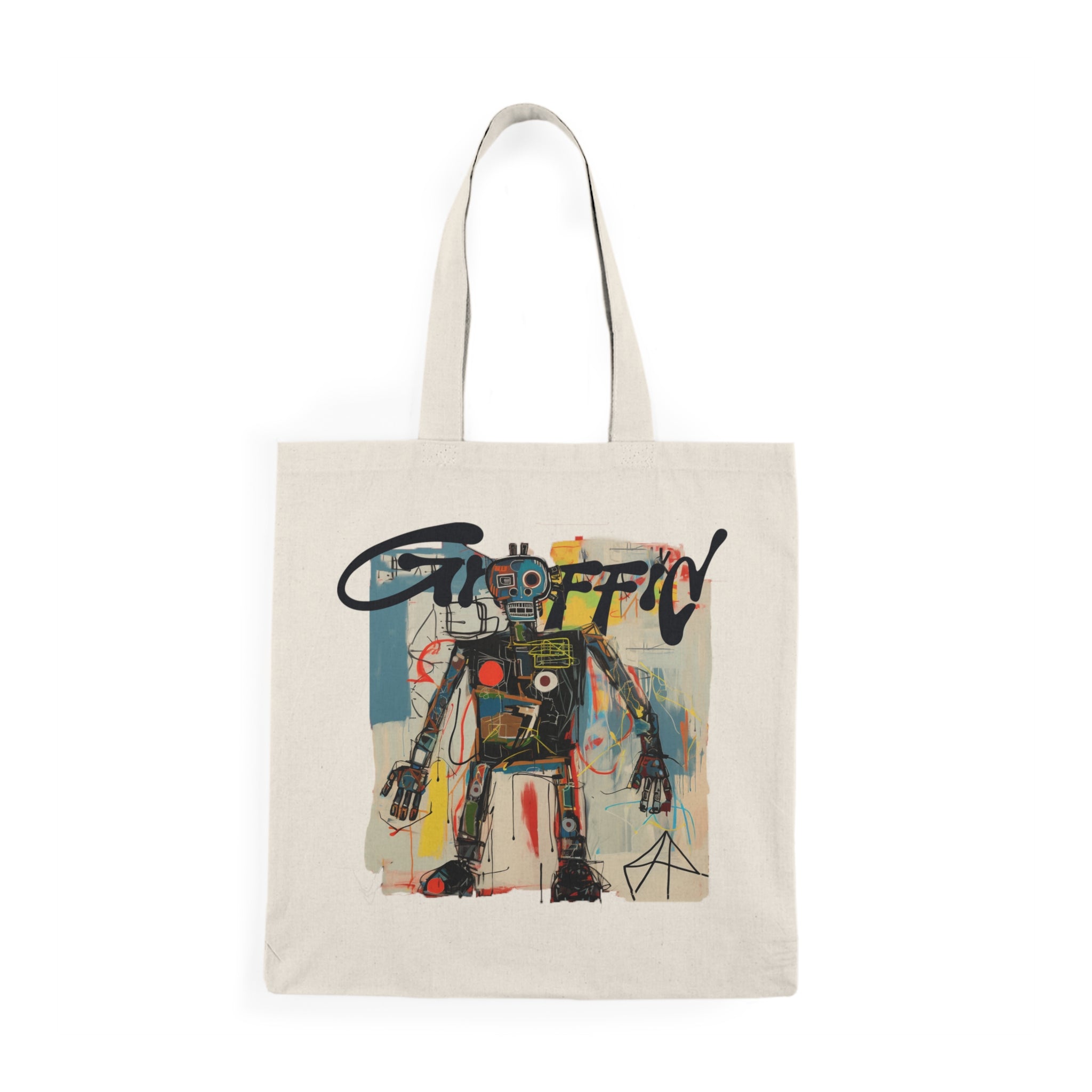 Basquiat's Technicolor Dream: Graffid Robot Revolution Tote Bag