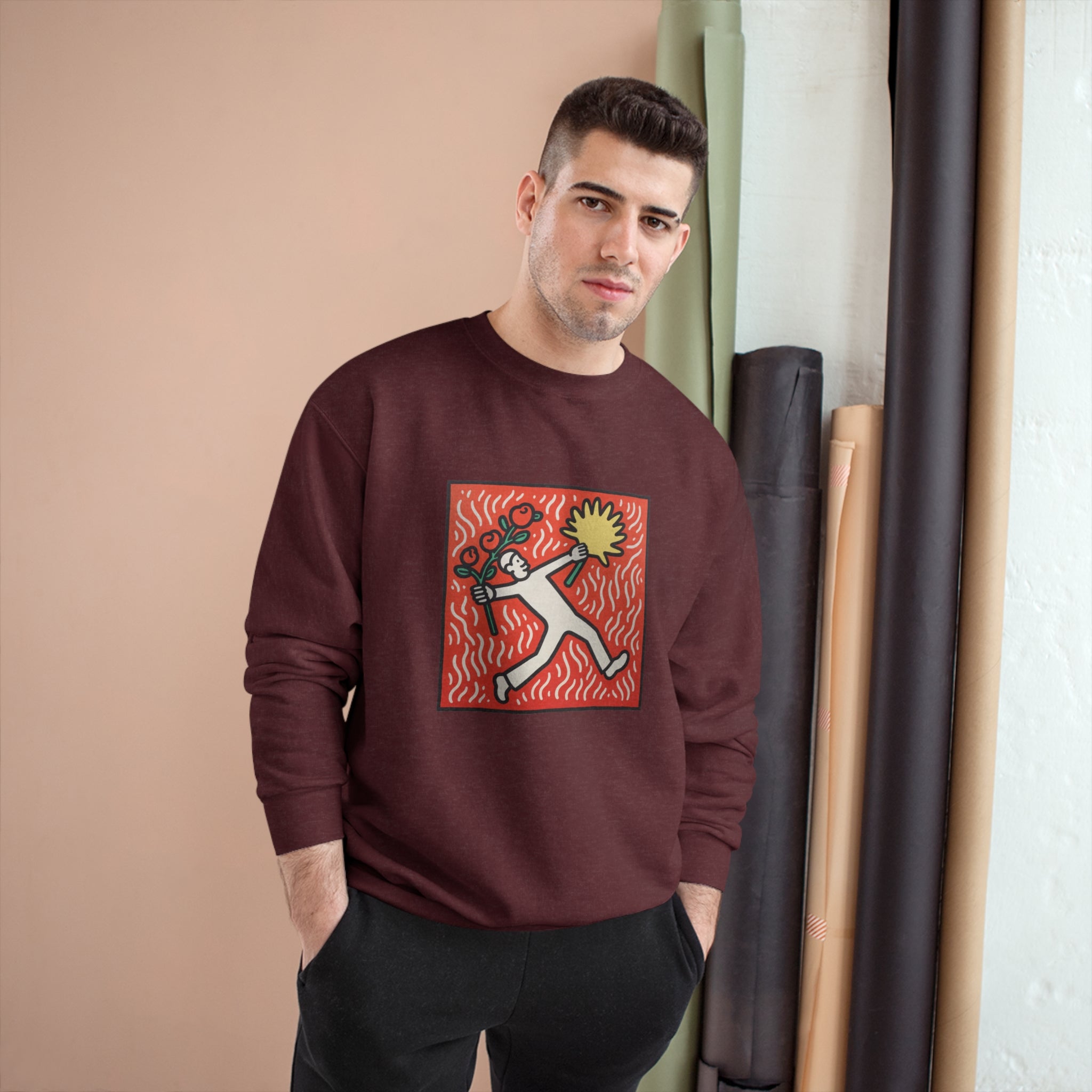 Harings Flower Thrower: Make art not war | Sweatshirt